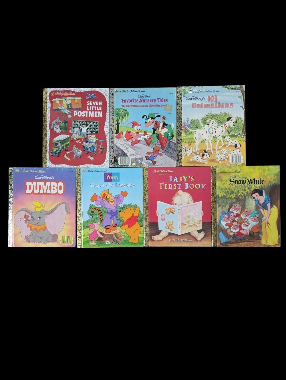 Lot of 7 Little Golden Books Disney Dumbo 101 Dalmatians Snow White Pooh Vintage